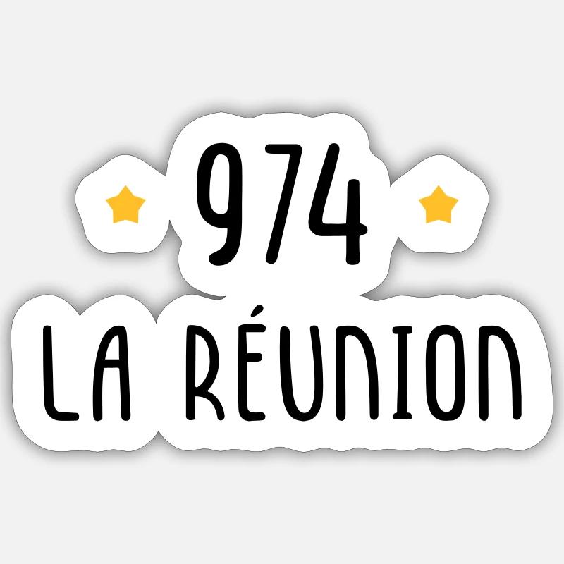 974 La Réunion - Sticker taille S (10 x 10 cm) - blanc mat