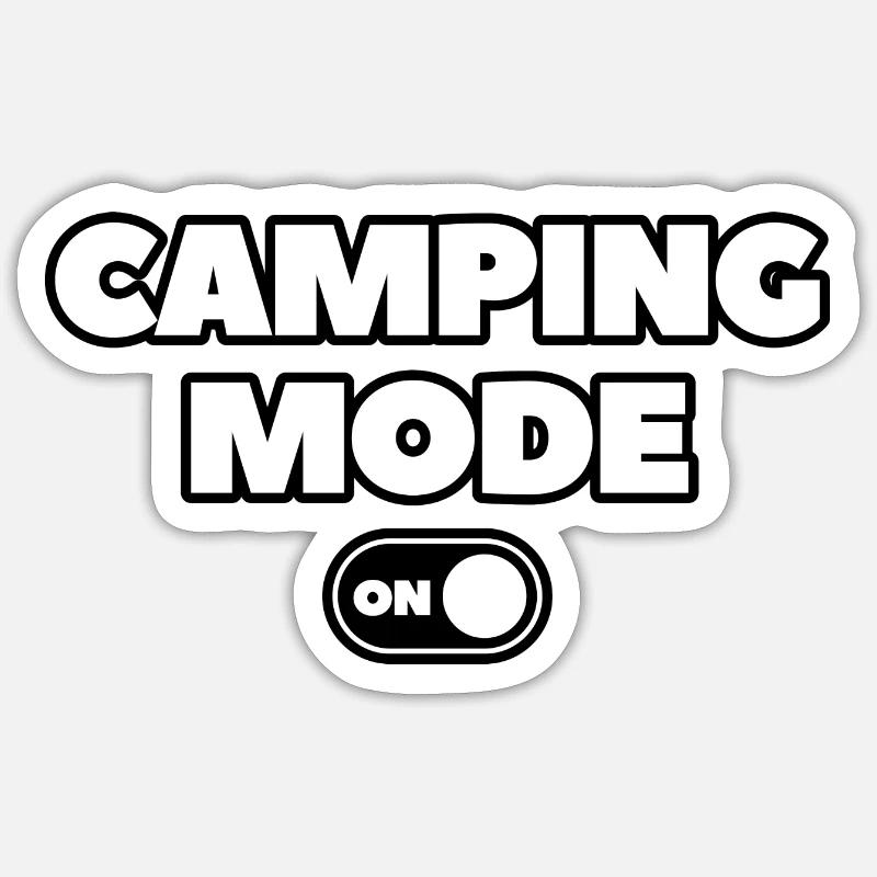 Camping mode on - Sticker taille S (10 x 10 cm) - blanc mat