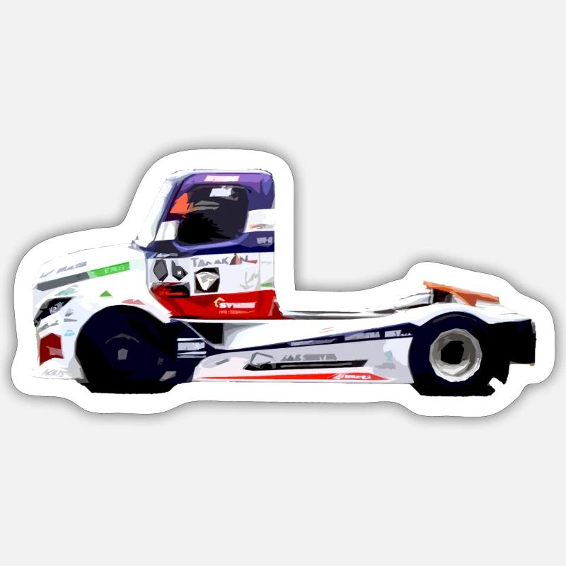 camion de course - Sticker størrelse S (10 x 10 cm) - mat hvid