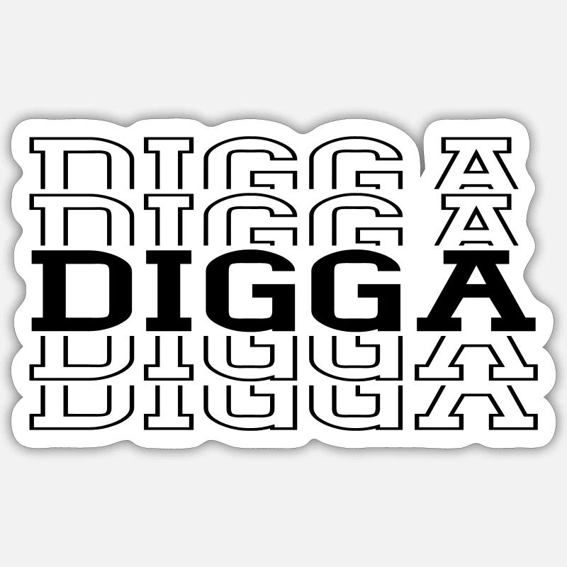 digga - Sticker Größe S (10 x 10 cm) - Mattweiß