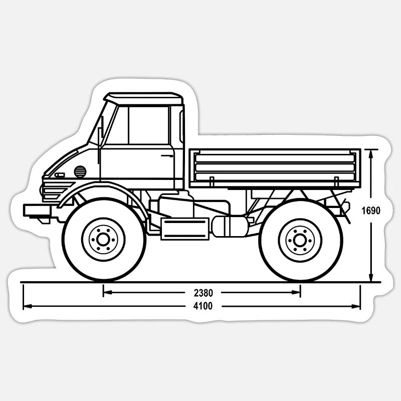 Unimog - Oldtimer - Offroad - Universal Motorgerät - Sticker Größe S (10 x 10 cm) - Mattweiß