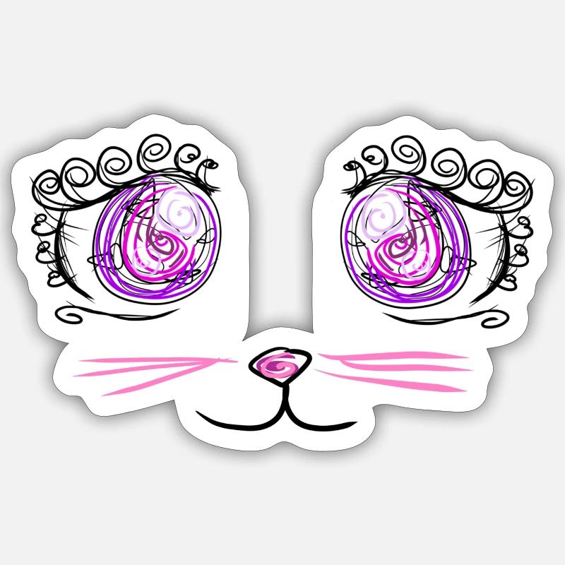 Manga Chat - Sticker taille S (10 x 10 cm) - blanc mat