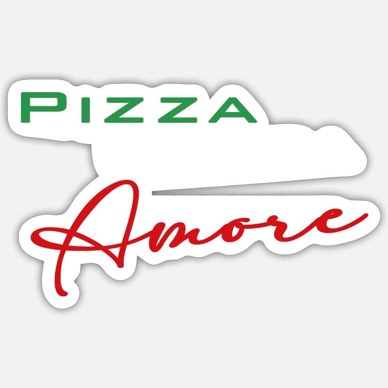 Pizza Pasta Amore - Sticker Größe S (10 x 10 cm) - Mattweiß
