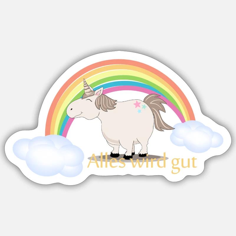 Einhorn mit Spruch: Alles wird gut Sticker Größe S (10 x 10 cm)