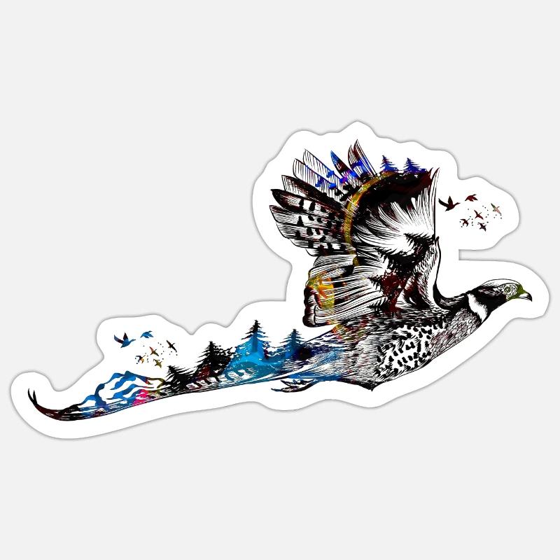 Fasan - Sticker Größe S (10 x 10 cm) - Mattweiß