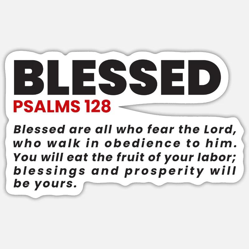 BLESSED PSALMS 128 - Sticker size S (10 x 10 cm) - white matte