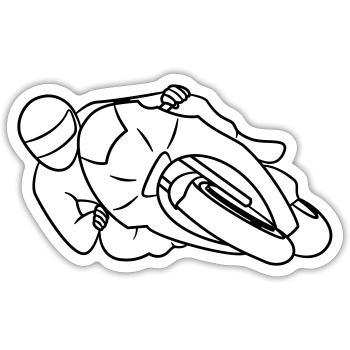 Rennmotorrad in Schräglage - von vorne, dunkel - Sticker Größe S (10 x 10 cm) - Mattweiß - Vorne