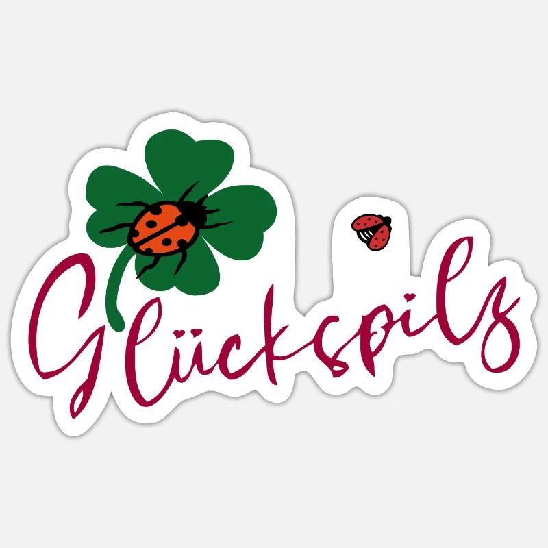 Lucky mushroom, cloverleaf, ladybug Sticker size S (10 x 10 cm)