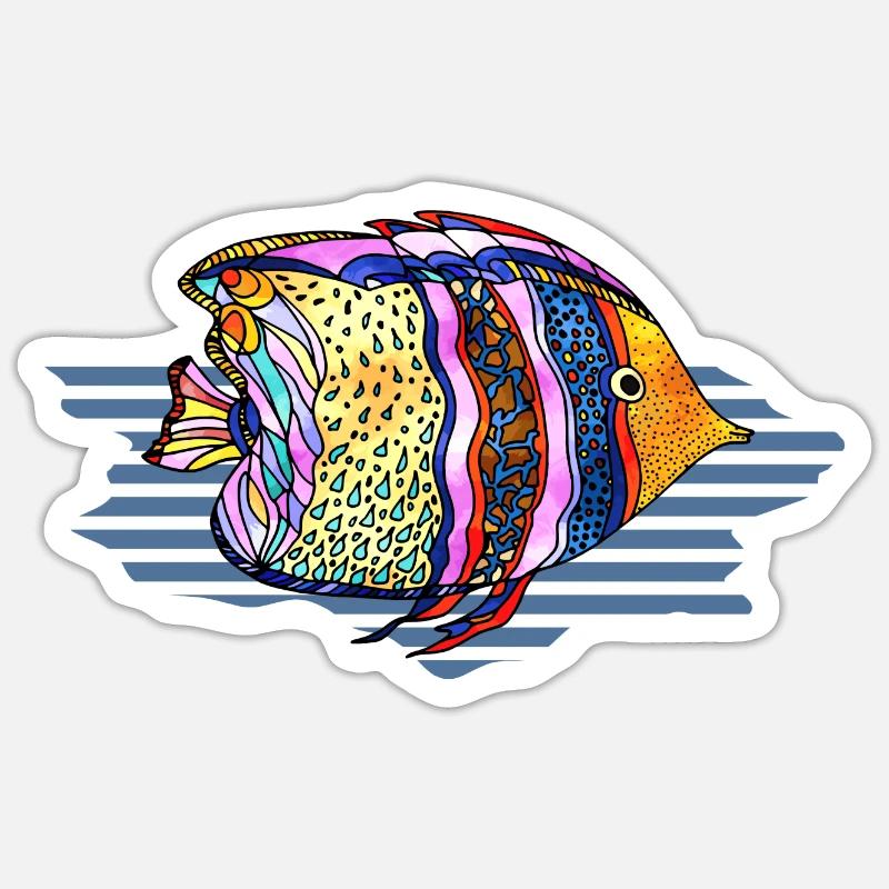 Poisson - Sticker taille S (10 x 10 cm) - blanc mat