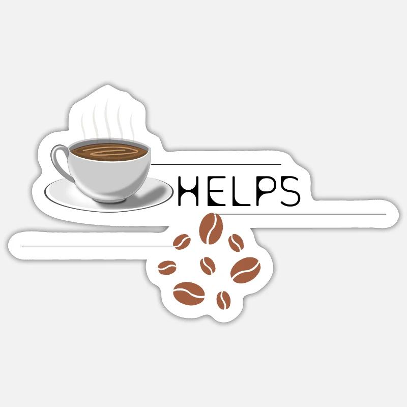 Coffee Helps - Sticker Größe S (10 x 10 cm) - Mattweiß