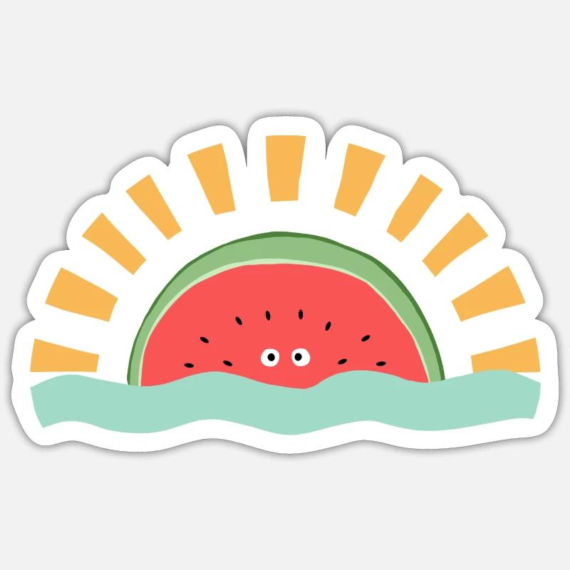 Lever de soleil à la pastèque - Sticker taille S (10 x 10 cm) - blanc mat