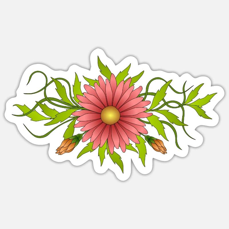 Fleur - Sticker taille S (10 x 10 cm) - blanc mat