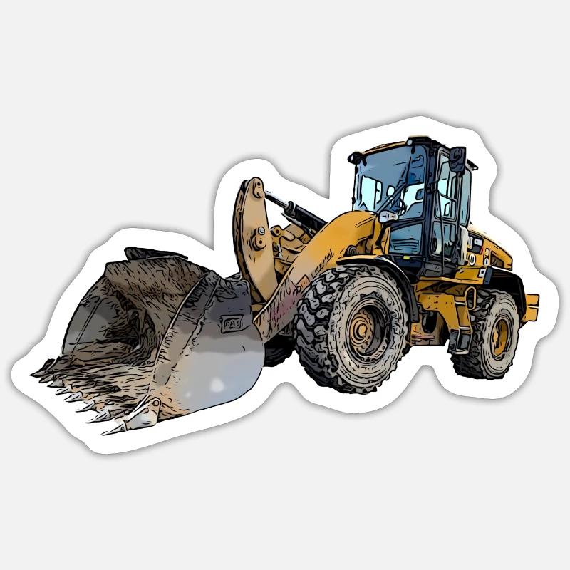 Großer Radlader einer Baustelle - Sticker Größe S (10 x 10 cm) - Mattweiß
