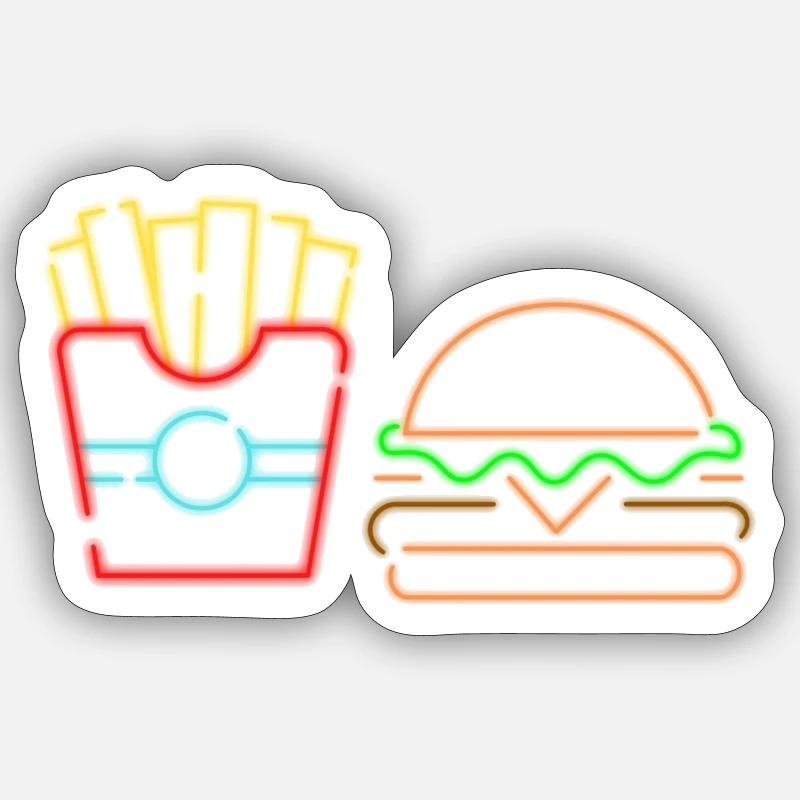 Frites & Burger Sticker taille S (10 x 10 cm)
