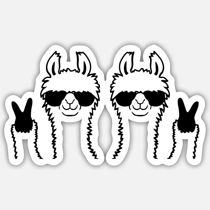 Amis Équipe Lama Paix - Sticker taille S (10 x 10 cm) - blanc mat