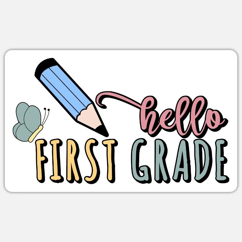 Hello First Grade - Sticker size S (10 x 10 cm) - white matte