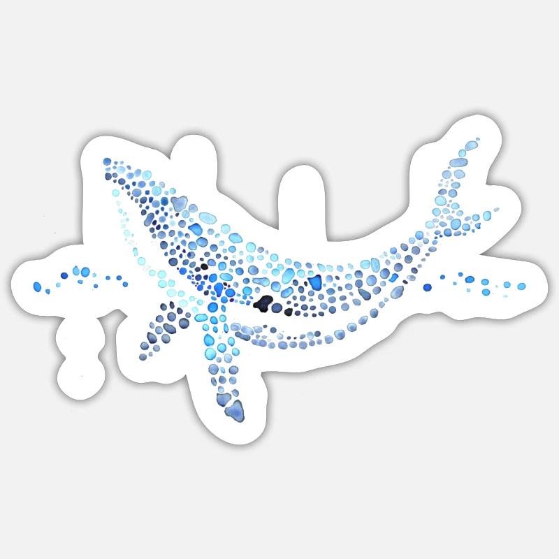 baleine gouttes d'aquarelle - Sticker taille S (10 x 10 cm) - blanc mat