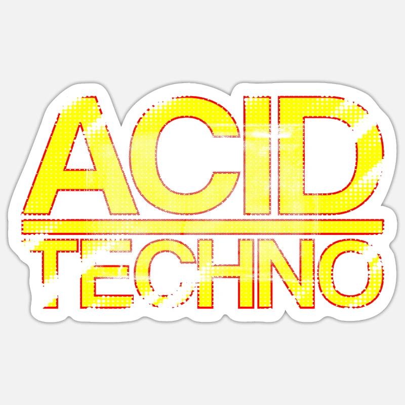 Acid Techno Rouge Jaune | Heavy Scratch Acid Techno - Sticker taille S (10 x 10 cm) - blanc mat