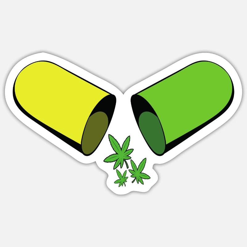 beau cannabis dans les conceptions de pilules Sticker taille S (10 x 10 cm)