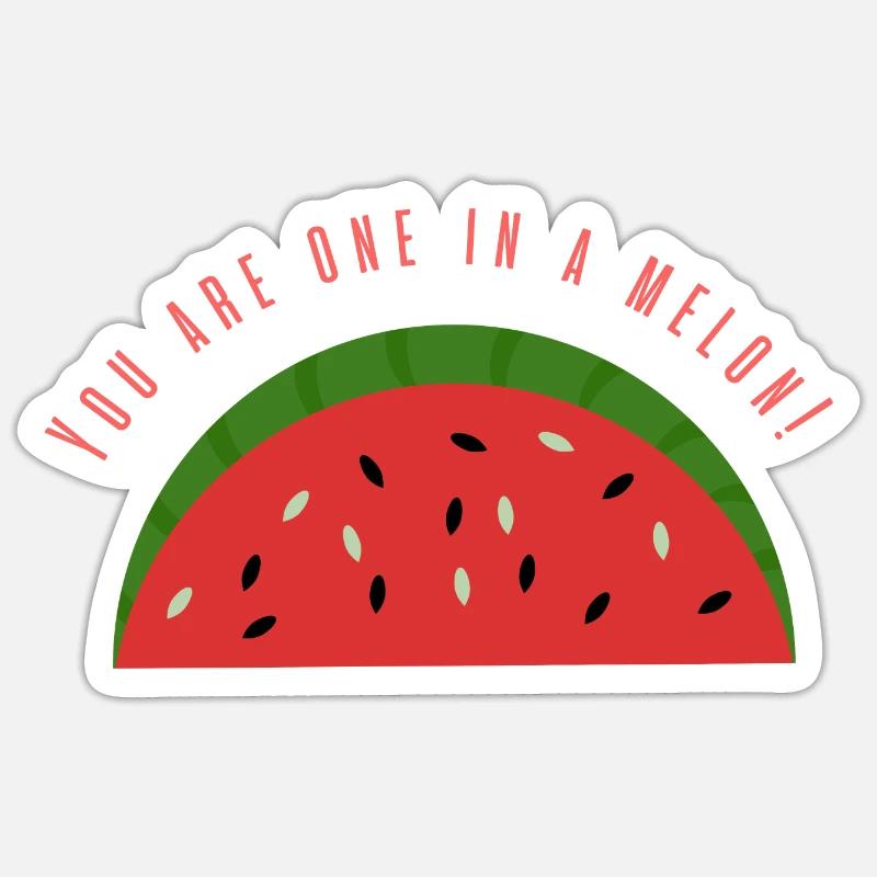 Un dans un melon - Sticker taille S (10 x 10 cm) - blanc mat