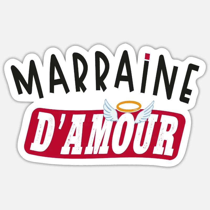 Marraine d'amour - Sticker taille S (10 x 10 cm) - blanc mat