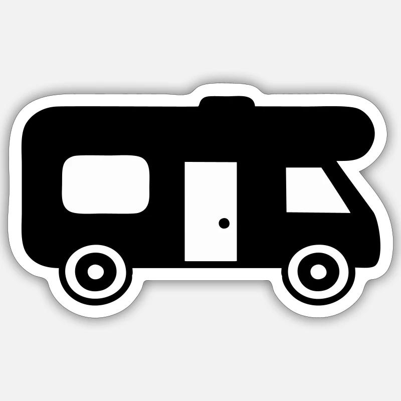 camping car - Sticker taille S (10 x 10 cm) - blanc mat