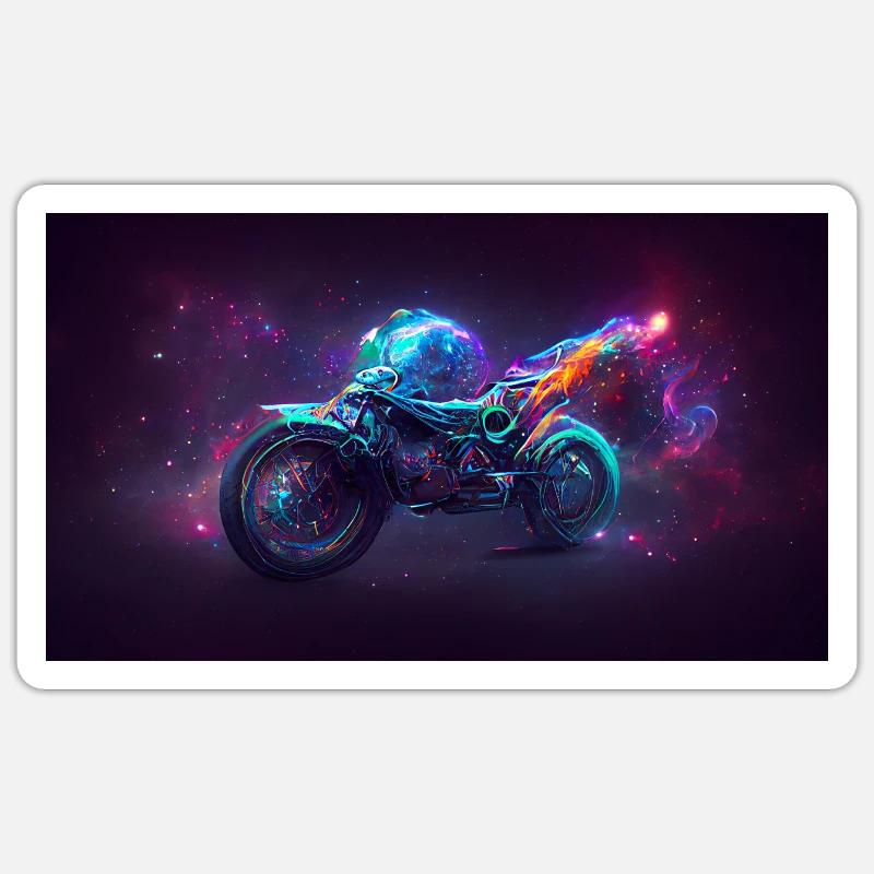 Moto spatiale - Sticker taille S (10 x 10 cm) - blanc mat