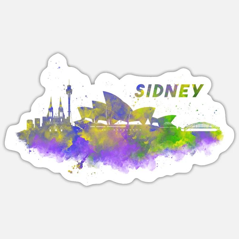 Skyline Sidney in Australia - Sticker size S (10 x 10 cm) - white matte