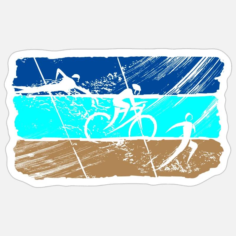 Traithlon Flagge - Sticker Größe S (10 x 10 cm) - Mattweiß