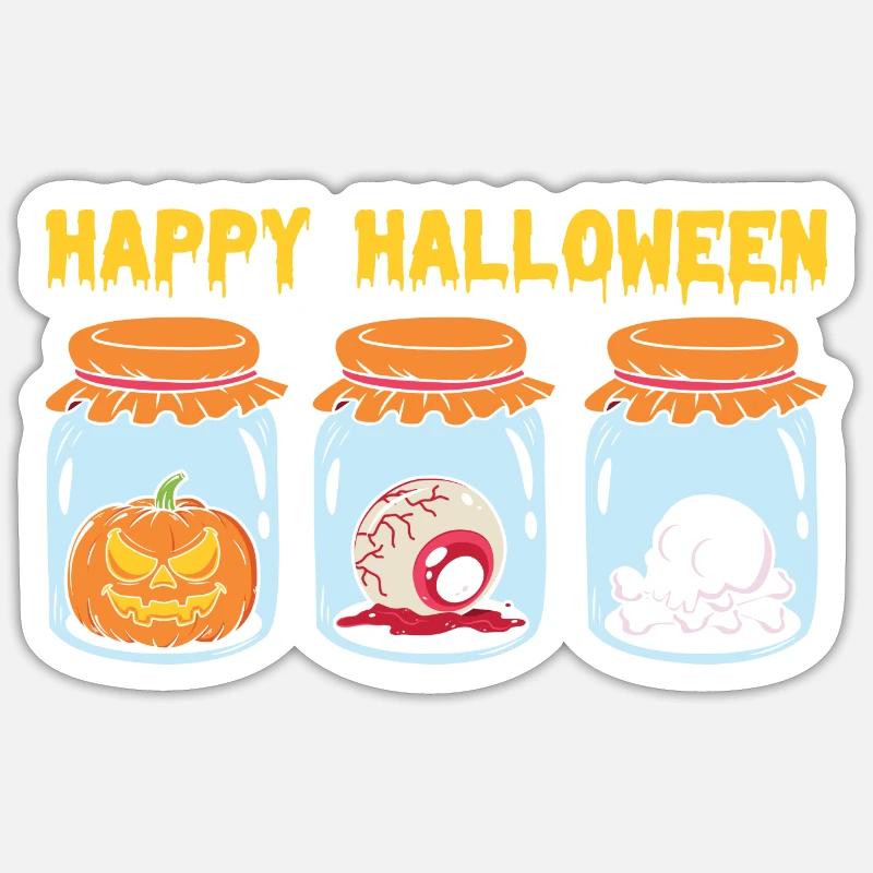 Halloween Pumpkin Skeleton - Sticker size S (10 x 10 cm) - white matte