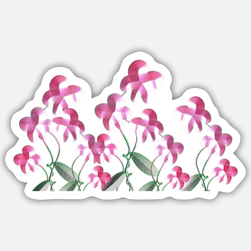 fleurs roses plante fleur - Sticker taille S (10 x 10 cm) - blanc mat