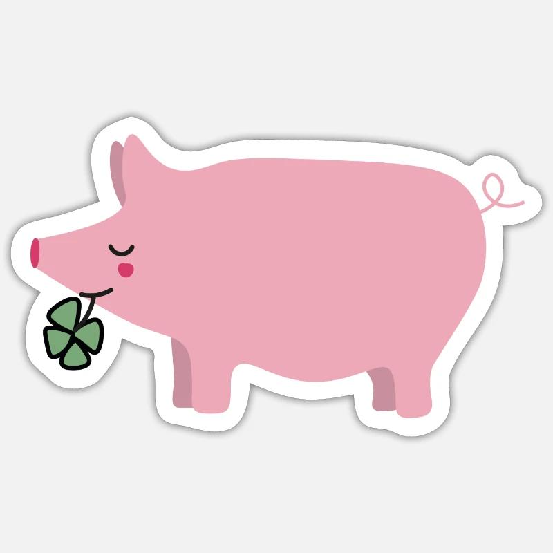 Bonheur Cochon Cloverleaf Sticker taille S (10 x 10 cm)