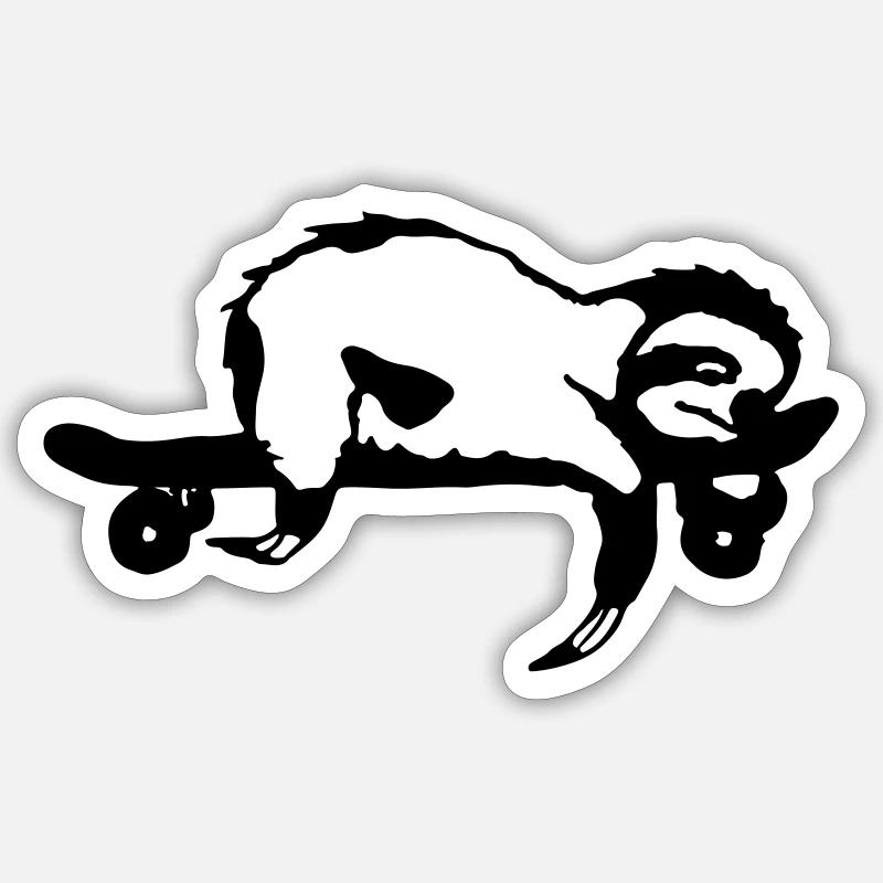 Faultier Skateboard Geschenkidee Sticker Größe S (10 x 10 cm)