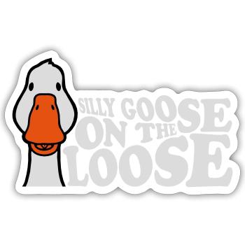 goose on the loose - Sticker Größe S (10 x 10 cm) - Mattweiß - Vorne