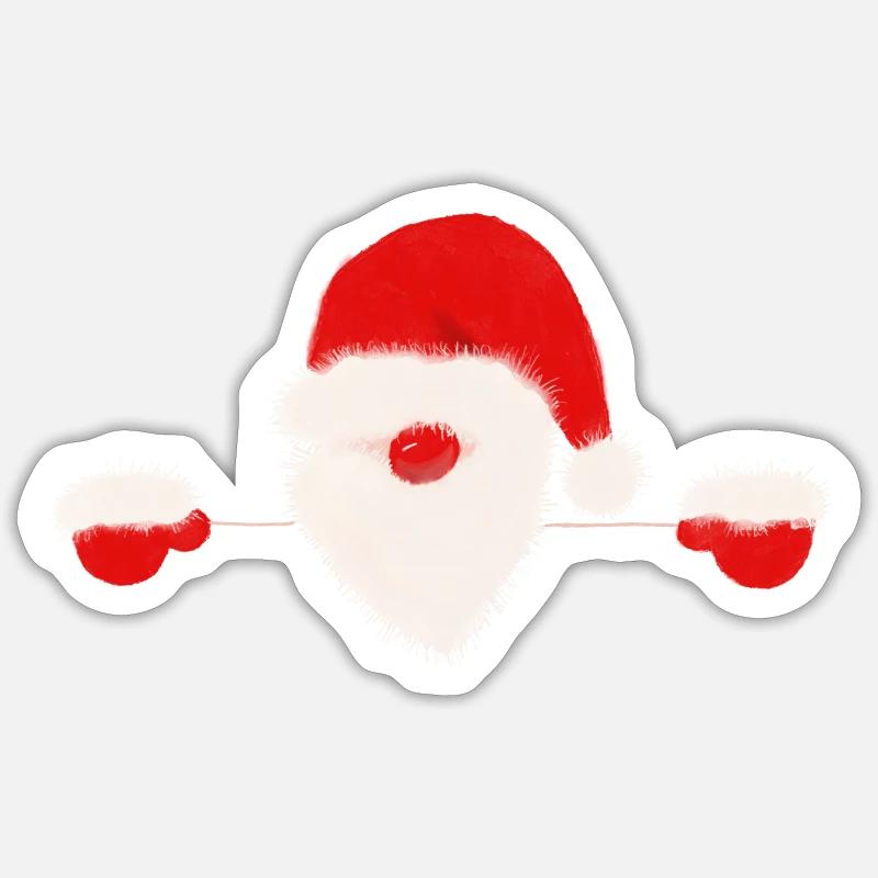 Peeping Weihnachtsmann - Sticker Größe S (10 x 10 cm) - Mattweiß