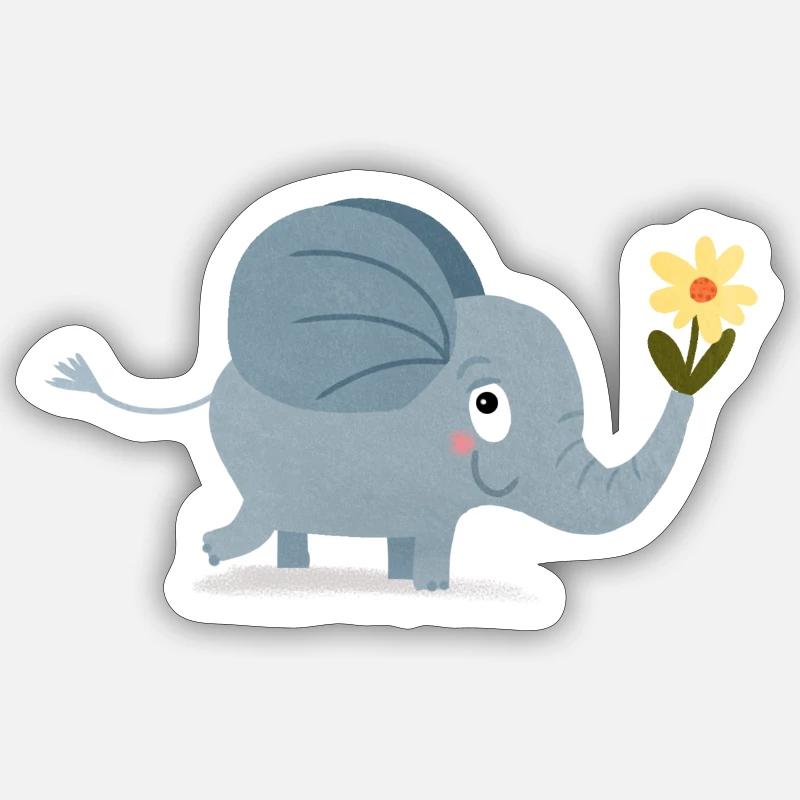 Süßer Elefant - Sticker Größe S (10 x 10 cm) - Mattweiß