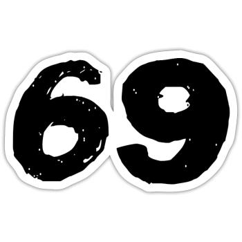 69 Zahl Trikot - Sticker Größe S (10 x 10 cm) - Mattweiß - Vorne
