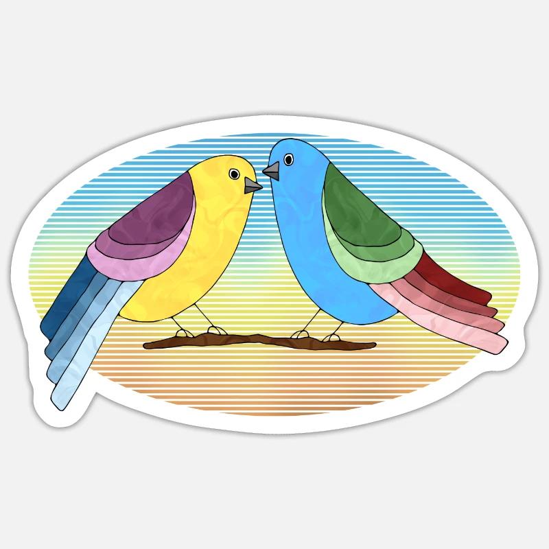 Oiseaux - Sticker taille S (10 x 10 cm) - blanc mat