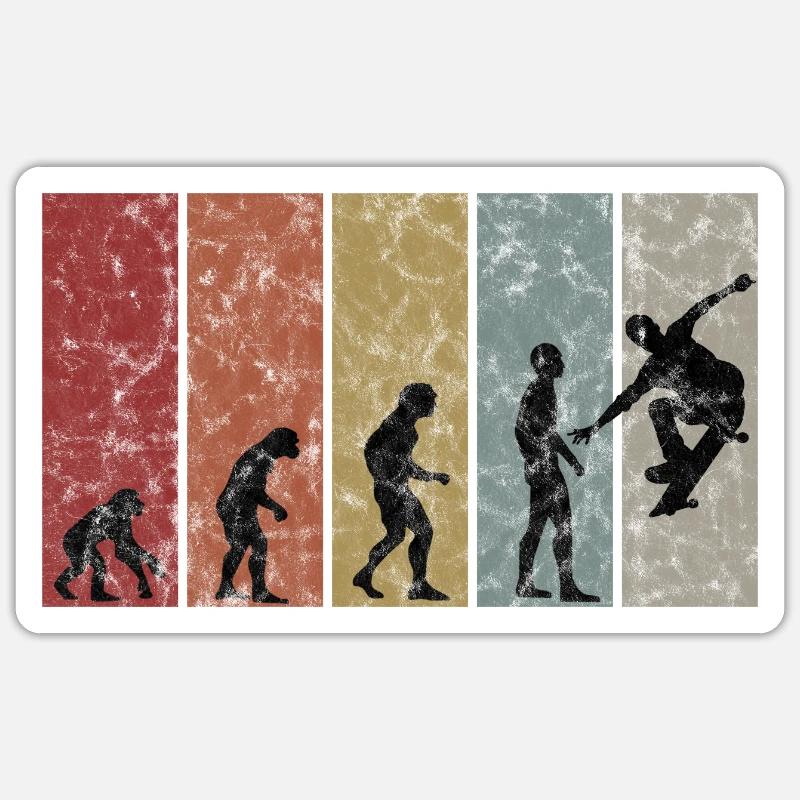 Skateboarder Skateboard Skater Skate Evolution - Sticker Größe S (10 x 10 cm) - Mattweiß