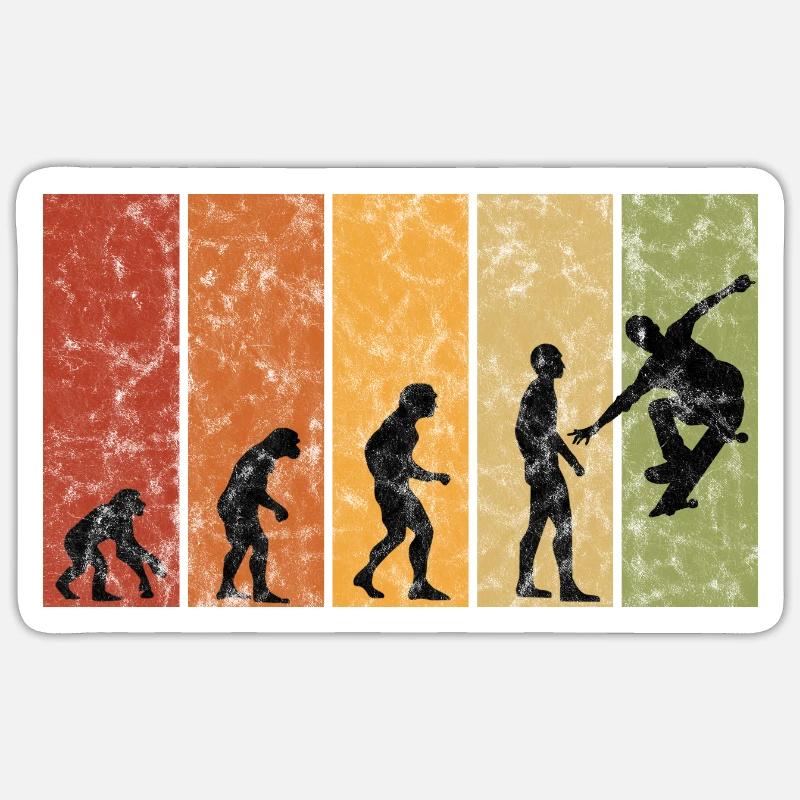 Skateboarder Skateboard Skater Skate Evolution - Sticker Größe S (10 x 10 cm) - Mattweiß