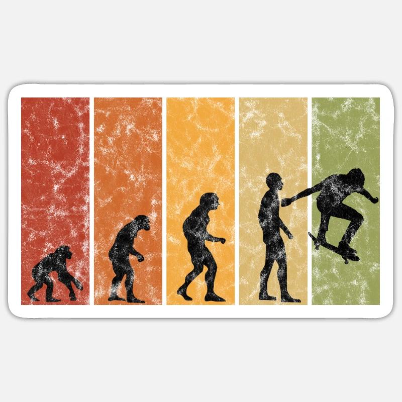 Skateboarder Skateboard Skater Skate Evolution - Sticker taille S (10 x 10 cm) - blanc mat