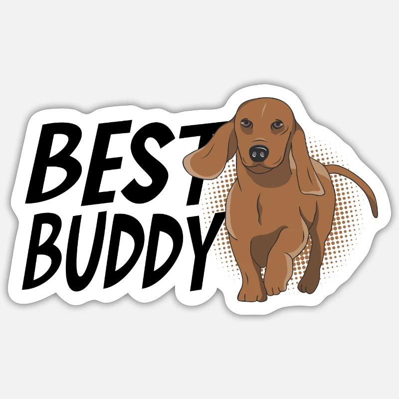 Dackel Best Buddy Dackel Geschenk - Sticker Größe S (10 x 10 cm) - Mattweiß