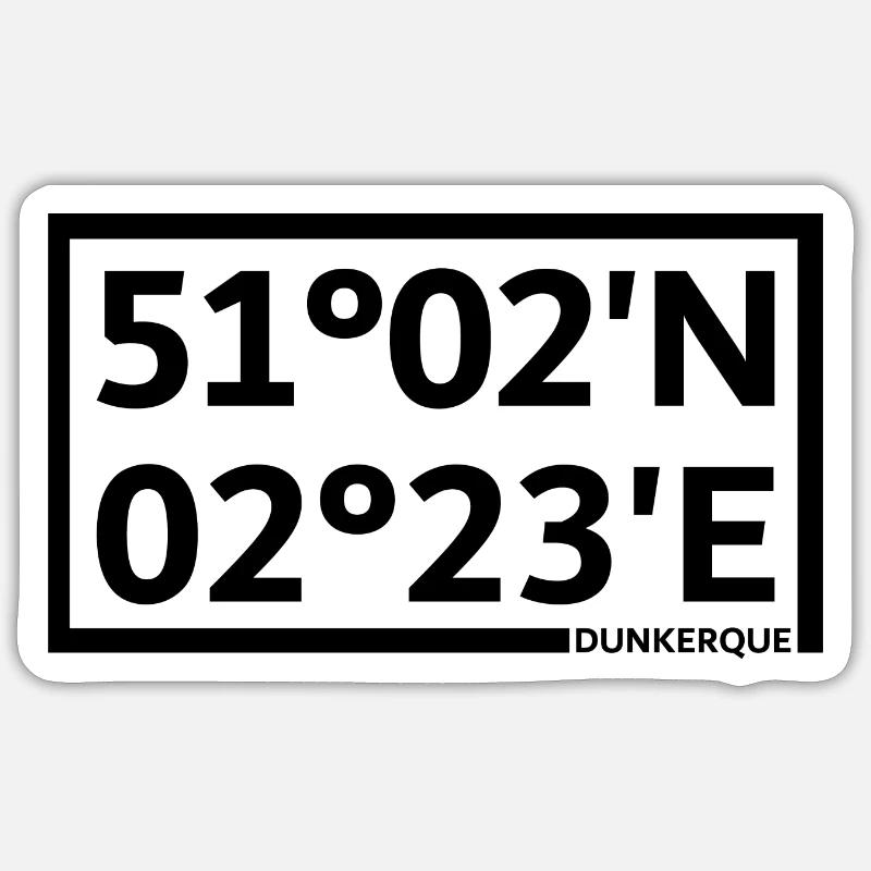 Coordonnées de Dunkerque - Sticker taille S (10 x 10 cm) - blanc mat