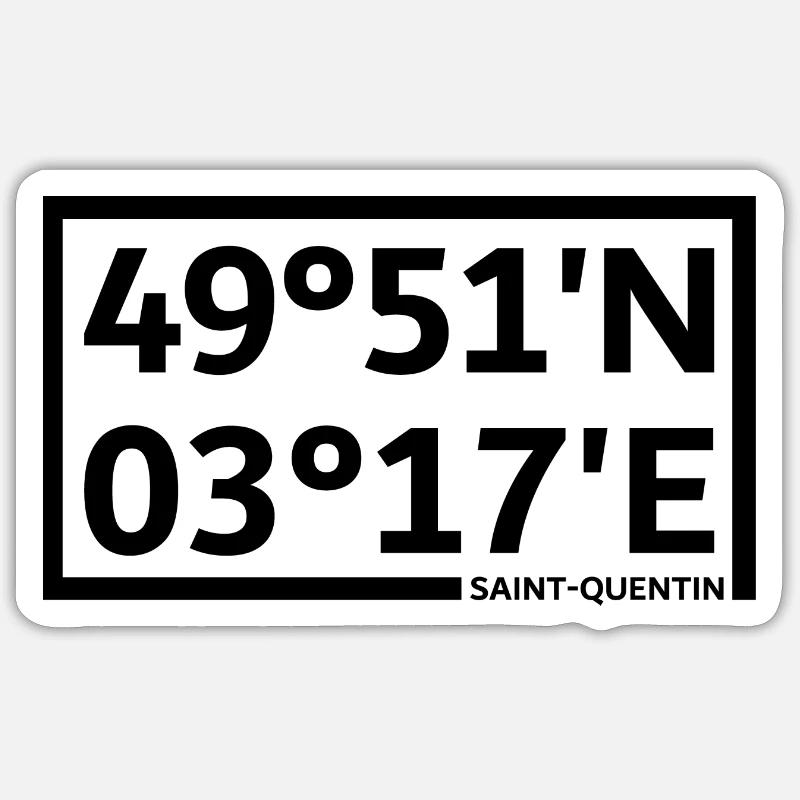 Coordonnées de Saint-Quentin - Sticker taille S (10 x 10 cm) - blanc mat