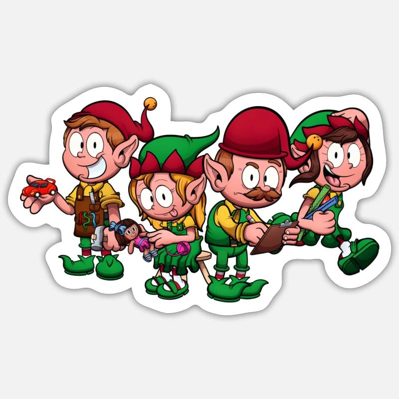 Weihnachtsarbeiter-Elfen - Sticker Größe S (10 x 10 cm) - Mattweiß