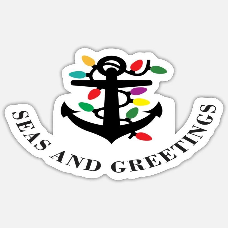 Seas and Greetings - Sticker Größe S (10 x 10 cm) - Mattweiß