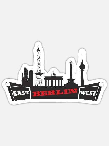Berlin Ost & West - Sticker Größe S (10 x 10 cm) - Mattweiß