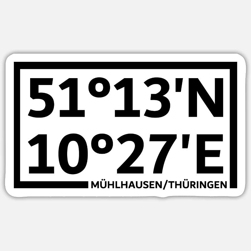 Mühlhausen/Thuringia coordinates - Sticker size S (10 x 10 cm) - white matte