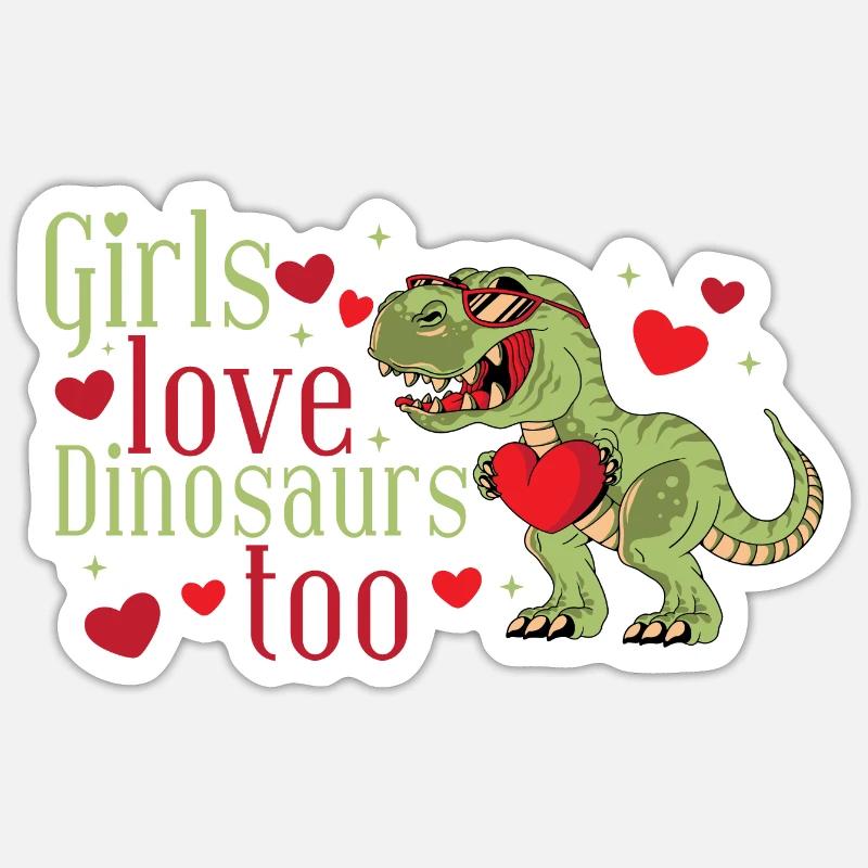 Dinosaure filles - Sticker taille S (10 x 10 cm) - blanc mat