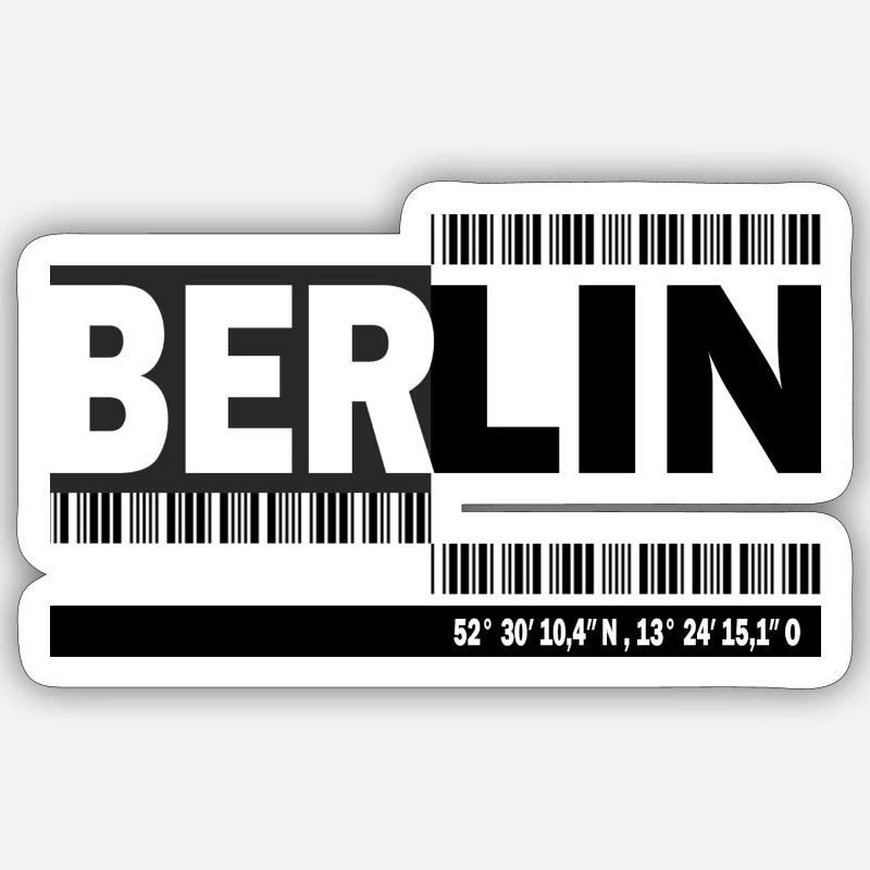 BERLIN - code-barres - Sticker taille S (10 x 10 cm) - blanc mat
